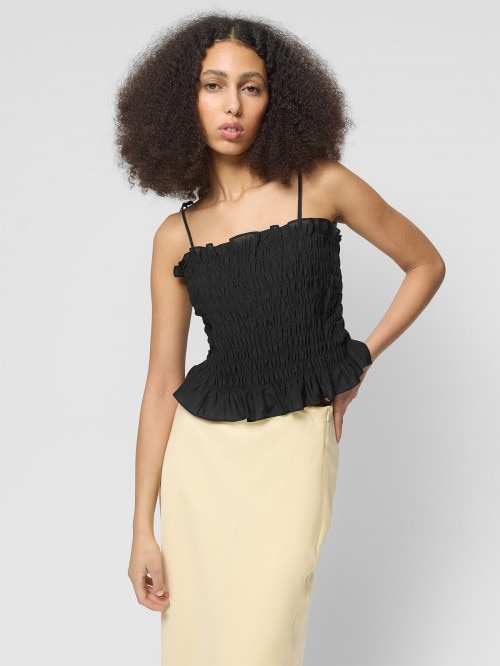 OUTHORN Woman's crop top with lyocell  deep black