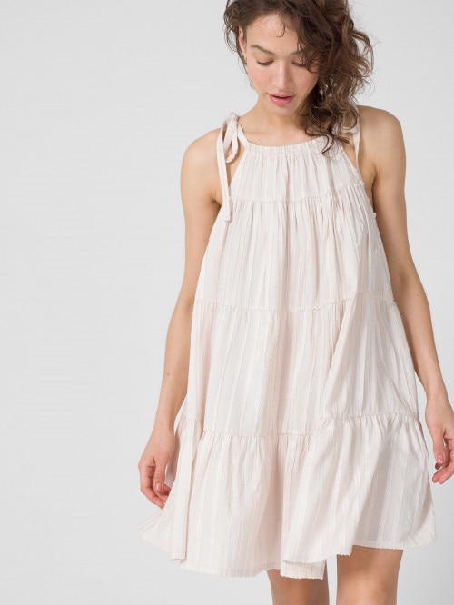 OUTHORN Luźna sukienka mini  kremowa Biały