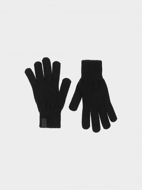 OUTHORN Rękawiczki z wiskozą damskie  czarne Głęboka czerń
