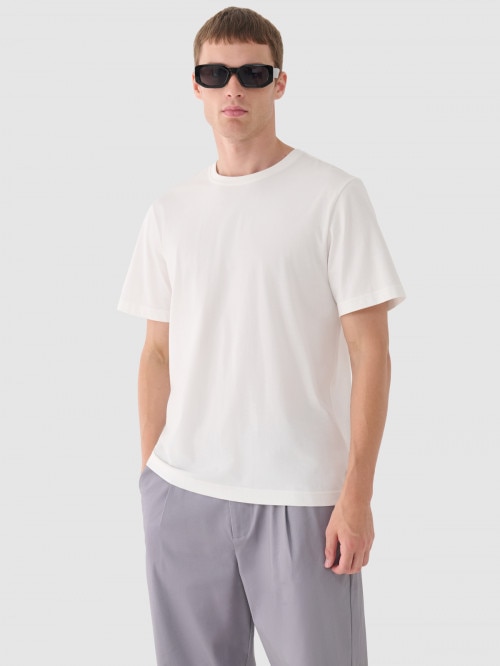T-shirt basic męski - złamana biel