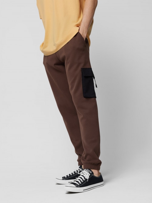 Spodnie dresowe cargo męskie - brązowe