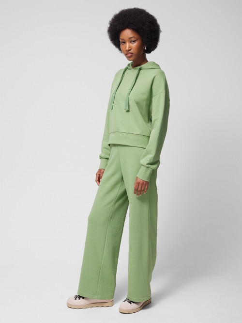 OUTHORN Spodnie dresowe z szerokimi nogawkami damskie  zielone Zielony