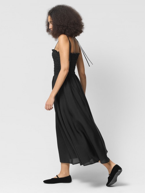 OUTHORN Midi dress with lyocell deep black