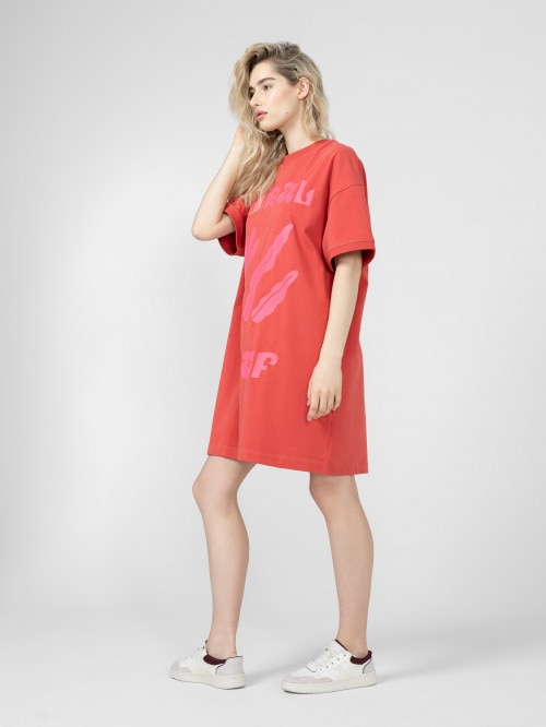Sukienka t-shirtowa oversize midi - czerwona