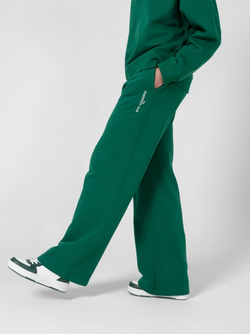 Szerokie spodnie dresowe damskie - zielone