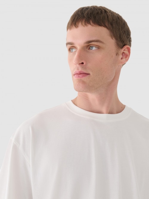 T-shirt oversize basic męski - złamana biel
