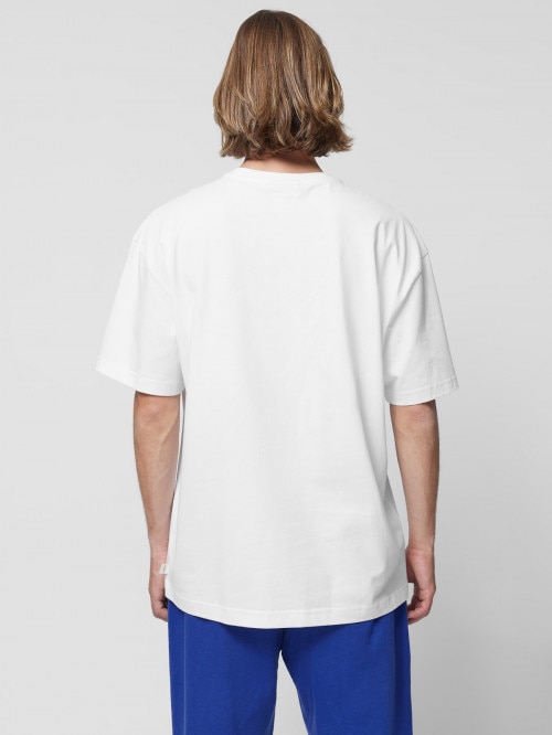T-shirt oversize z nadrukiem męski - biały