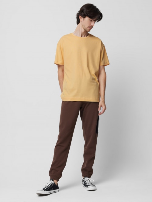 T-shirt oversize z nadrukiem męski - żółty