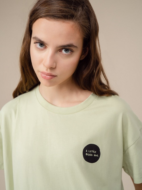T-shirt z nadrukiem damski - zielony