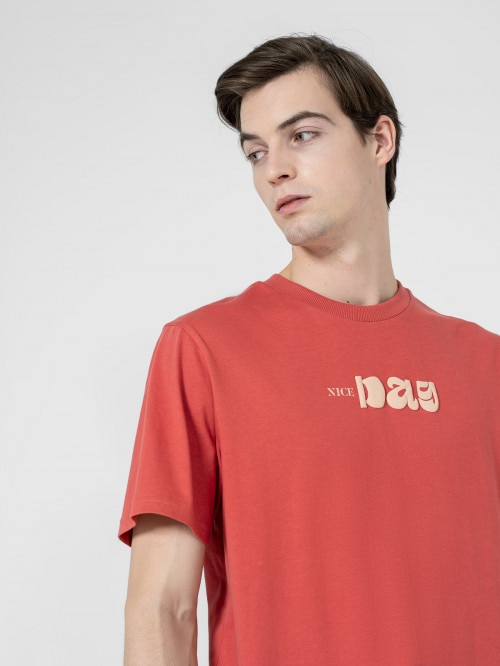 T-shirt z nadrukiem męski - czerwony
