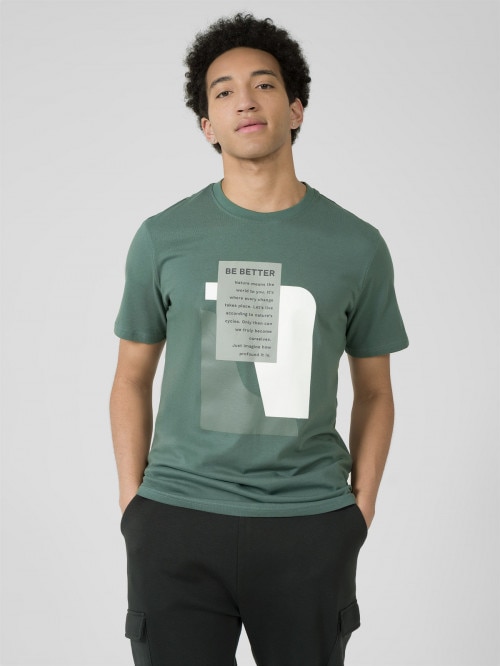 T-shirt z nadrukiem męski - morski