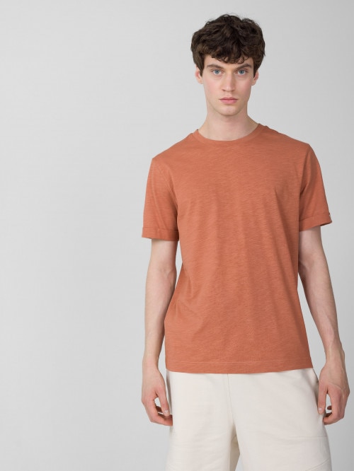 T-shirt z nadrukiem męski - pomarańczowy