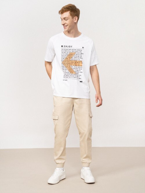 T-shirt z nadrukiem męski - biały